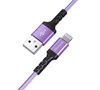 Tera Grand Apple C89 MFi Certified - Cable trenzado Lightning a USB con carcasa de aluminio, 4 pies, color morado