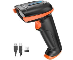 Tera Lector de Códigos 1D 2D QR con Indicador de Batería, D5100, Naranja | Batería Li-Polímero 2200 mAh, USB con Cable y 2,4 GHz Inalámbrico, Sensor 640 x 480, IP54 para Tienda, Almacén y Biblioteca