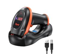 Tera Lector de Códigos de Barras Inalámbrico 2D con Contador, HW0008 | 2,4G Inalámbrico, Batería Li-Polímero 2200mAh, Contador, Base de Carga, Almacén, Inventario, Naranja