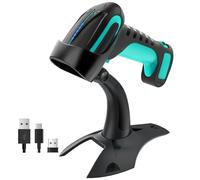 Tera Pro Lector de código de Barras QR de Calidad Industrial 2D Inalámbrico 1D Escáner de Mano 2.4G Inalámbrico + Bluetooth Excelente Resistencia a caídas (3 m) con Soporte súper Estable, 8100 Azul