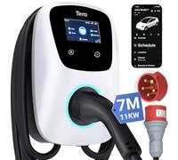 Tera Smart EV Ladegerät Typ 2 Wallbox mit APP, 11 kW, 16A, 400V CE&TÜV zertifiziert, mit WLAN & Bluetooth, 7m Ladekabel und Ladegerätehalter, Heim Wallbox mit CEE 3-Phasen Stecker für EVs & PHEV, Mode