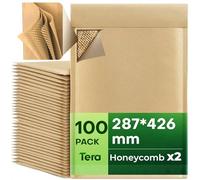 Tera Sobres Acolchados Papel Kraft B4 Formato : 267×425 mm Pack de 100 Autoadhesivos Reciclables Compostables Protección de 4 capas Bolsas de envío formato grande