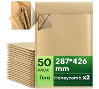 Tera Sobres Envío Acolchados Nido Abeja Papel Kraft 28,7 × 42,6 cm Pack de 50 4 Capas Adhesivo Automático Reciclable para Ropa Joyería Documentos
