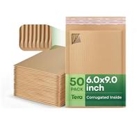 Tera Sobres rígidos de papel kraft: paquete de 50 sobres reciclables de 15,2 x 22,8 cm, 80 g/m², de papel kraft grueso, autosellado, interior para documentos, CD, fotos, archivos, postales, pequeñas
