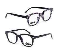 TERAISE 2 gafas de lectura retro, bisagra de resorte, lectores cómodos para mujeres y hombres, gafas unisex de tinte ámbar, superligeras(2.0X)