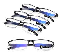 TERAISE 4PCS Gafas de lectura anti luz azul, ligeras y cómodas gafas de lectura para hombres y mujeres, Lectores luz azul para computadora/teléfono incluido estuche para gafas(1.0X)
