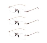 TERAISE Gafas de lectura sin borde Cómodo Ligero Lector sin marco 3PCS hombre y mujer Gafas lectura anti luz azul(2.0X)