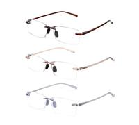 TERAISE Gafas de lectura sin borde Cómodo Ligero Lector sin marco 3PCS hombre y mujer Gafas lectura anti luz azul(2.0X)