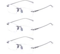 TERAISE Gafas de lectura sin borde Cómodo Ligero Lector sin marco 3PCS hombre y mujer Gafas lectura anti luz azul(2.5X)