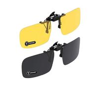 TERAISE Gafas De Sol Con Clip, 2 Pares/Día + Visión Nocturna Hombres/Mujeres Gafas De Sol Polarizadas Con Solapa Uv400, Convenientes y Seguras Ajuste Sobre Anteojos Recetados Ideal Para Conduciry