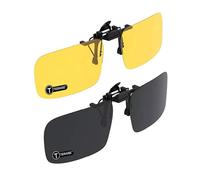 TERAISE Gafas De Sol Con Clip, 2 Pares/Día + Visión Nocturna Hombres/Mujeres Gafas De Sol Polarizadas Con Solapa Uv400, Convenientes y Seguras Ajuste Sobre Anteojos Recetados Ideal Para Conduciry