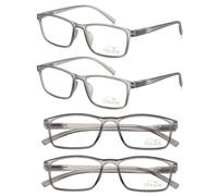 TERAISE - Paquete de 4 anteojos de lectura con bloqueo de luz azul, anteojos para computadora, ultraligeros, de alta elasticidad, reducen la fatiga ocular para hombres y mujeres(1.0X)