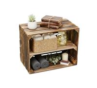 Teramico Cajas de frutas antiguas flameadas/cajas de madera 50 x 40 x 30 cm con estante intermedio de larga duración, ideal para la construcción de muebles