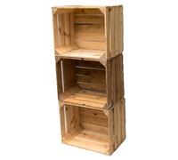 Teramico Cajas de madera en set Oferta: cajas de frutas vintage originales para la construcción de muebles o como decoración, cajas de manzanas muy estables (Juego de 3)