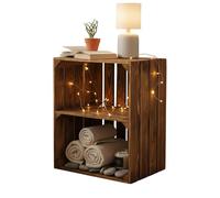 Teramico Cajas de Madera flameadas para Vino, Cajas de Frutas con Tabla Central, Estante para Almacenamiento de Zapatos (Juego de 50/1 Unidad, con Estante Corto)