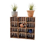 Teramico Cajas de Madera Vintage, 40 x 30 x 25 cm, flameadas, Cajas de Vino y Fruta, Juego de 6 Unidades