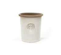 Teramico Macetero con Corona de gres esmaltado, Blanco, Gris, Turquesa, 34 cm, 45 cm, Absolutamente Resistente a Las heladas y a la Intemperie (Blanco Grisáceo, 34 cm x 38 cm)