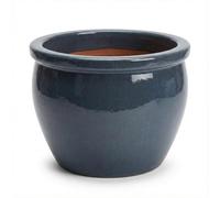 Teramico Macetero de cerámica modelo Bavaria en bonitos colores y tamaños (gris y azul antiguo, 21 cm x 16 cm)