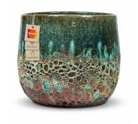 Teramico Macetero de cerámica (verde/turquesa) con orificio de drenaje, maceta resistente a las heladas para exterior e interior, esmalte estructurado, maceta de gres de alta calidad (20 cm x 19 cm)