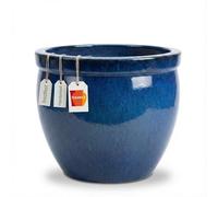 Teramico Macetero de gres hecho a mano, de cerámica resistente a las heladas, con orificio de drenaje, resistente a la intemperie, tamaños ideal para interior y exterior (azul real, 29 cm x 23 cm)