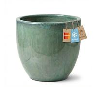 Teramico Macetero premium de cerámica esmaltada, 100% resistente a las heladas y hecho a mano. Macetero con agujero para interior y exterior. Macetero único de alta calidad, resistente al invierno