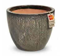 Teramico Macetero premium de cerámica esmaltada, 100% resistente a las heladas y hecho a mano. Macetero con agujero para interior y exterior. Macetero único de alta calidad, resistente al invierno
