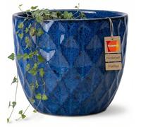 Teramico Macetero premium de cerámica esmaltada, 100 % resistente a las heladas y hecho a mano. Macetero con agujero para interior y exterior. Macetero de alta calidad, único para el invierno