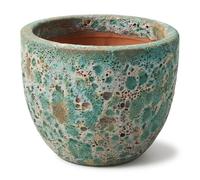 Teramico Macetero premium de cerámica esmaltada, 100 % resistente a las heladas y hecho a mano. Macetero con agujero para interior y exterior. Macetero único de alta calidad, resistente al invierno