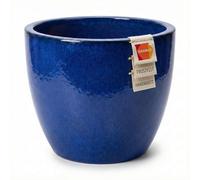 Teramico Macetero redondo de cerámica resistente a las heladas (azul real, 21 cm x 18 cm)