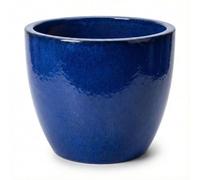 Teramico Macetero redondo de cerámica resistente a las heladas (azul real, 48 cm x 41 cm)