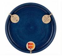 Teramico Plato para plantas de cerámica esmaltada, resistente a las heladas y al invierno, también como bebedero para pájaros, bonito diseño (azul real, 30 cm)