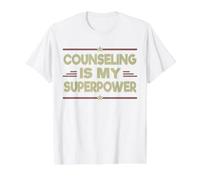 Terapeuta Consejería de Regalos Mi Superpoder Consejero Divertido Camiseta gráfica económica, Hombre, Blanco, M