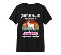 Terapeuta de curación cuántica, diseño Vintage de Unicornio, Puesta de Sol Camiseta Premium