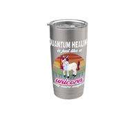 Terapeuta de curación cuántica, diseño vintage de unicornio, puesta de sol Vaso térmico de acero inoxidable de doble pared
