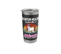 Terapeuta de curación cuántica, diseño vintage de unicornio, puesta de sol Vaso térmico de acero inoxidable de doble pared