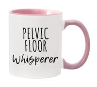Terapeuta de suelo pélvico, taza para fisioterapeuta terapia de suelo pélvico, terapia de suelo pélvico (15 onzas, rosa y blanco)