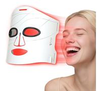 Terapia de luz roja infrarroja para cara, máscara de terapia de luz roja con controlador LCD recargable inalámbrico, 292 LED iluminadores antienvejecimiento y blanco fino