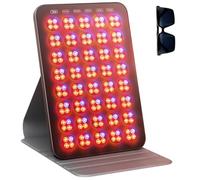 Terapia de luz roja para la cara, 6 modos, panel de terapia de luz roja portátil con gafas protectoras y temporizador, terapia de luz roja infrarroja para el cuidado del cuerpo, marrón