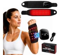 Terapia de luz roja para manos, muñequera recargable inalámbrica con 4 modos de luz roja y 5 niveles de masaje de vibración, batería de 2000 mAh, carga tipo C, cómodo de llevar para aliviar la mano y