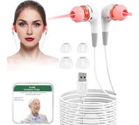 Terapia de luz roja para oídos, terapia de luz roja para oídos, dispositivo de terapia de oído con luz roja USB 650 NM con dos pares de silicona para canal auditivo