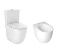 Teras Pack de WC + bidé (Sin borde de descarga, Salida WC: Vertical, Blanco)