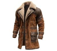 TERAZUNO Chaqueta Tipo Gabardina de Ante Marrón Estilo Vintage | Chaquetas acolchadas de estilo vintage, corte amplio, ideales para un entorno profesional o formal