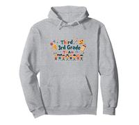 Tercer 3er Grado Equipo Escuela Espíritu Aula Unidad Sudadera con Capucha, Unisex para Adultos, Gris Jaspeado, XL