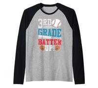 Tercer Grado Regreso a la Escuela Cool 3er Grado Batter Up Baseball Camiseta Manga Raglan