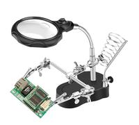 Tercera Mano con Lupa ayudante, Soldadura de Tercera Mano, Soldadura Lupa de Vidrio Auxiliar con luz LED Herramientas de reparación de Soldadura de Mesa para Trabajos de reparación
