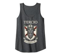 Tercio Español Cruz Borgoña Flandes Soldado España Camiseta sin Mangas, Mujer, Jaspeado Oscuro, L
