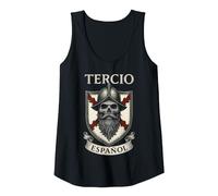 Tercio Español Cruz Borgoña Flandes Soldado España Camiseta sin Mangas, Mujer, Negro, XXL