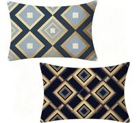 Terciopelo Funda Almohada 30x50 Pack 2, Geometría Protector Almohada 50 Transpirable Suave, Funda Cojin Dorado Exterior Impermeable para Sala De Estar Dormitorio JardíN, Decoracion Hogar 158-W
