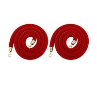 Terciopelo Puntal Cuerda,Cuerda de Barrera Con Ganchos Dorados,Cuerda de Puntal de Terciopelo,Multitud Control Barrera Cuerda Para Bodas En Salas de Alfombra Roja,2 Piezas(Size:6ft/185cm,Color:Rojo)