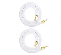 Terciopelo Puntal Cuerda,Cuerda de Barrera Con Ganchos Dorados,Cuerda de Puntal de Terciopelo,Multitud Control Barrera Cuerda Para Bodas En Salas de Alfombra Roja,2 Piez(Size:4.9ft/150cm,Color:Blanco)